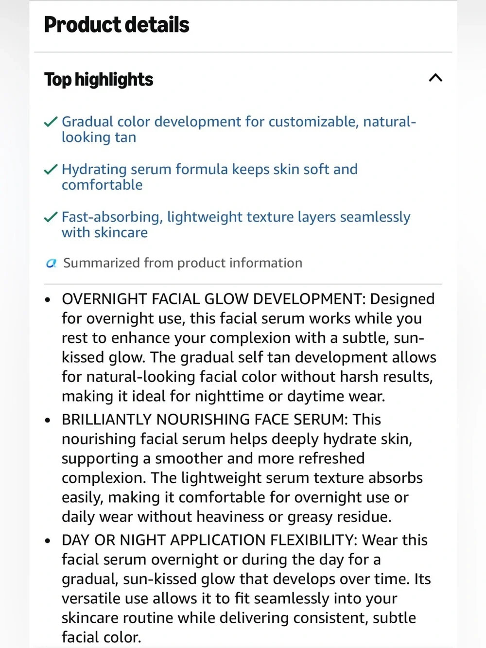 New Wake-Up Tan hyaluronic acid overnight face self-tan serum